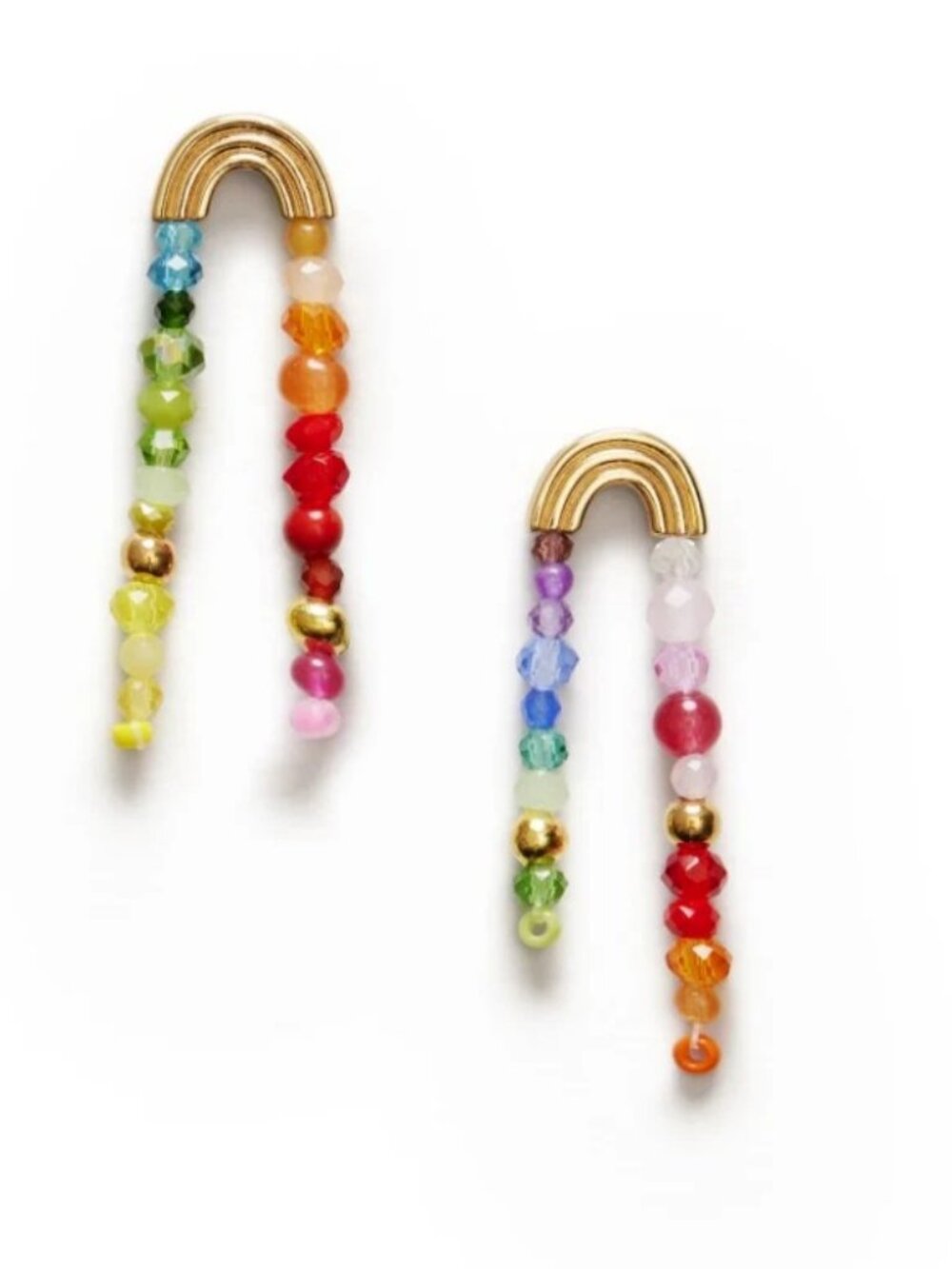 Anni Lu Double Rainbow Mixed Stone Drop Earrings in 18K Gold Plated